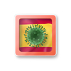 Warning sign with model of Coronavirus bacteria on the Spanish flag on a white background, copy space. Rapid spread of Coronavirus, Covid 19 in the world. 3D illustration
