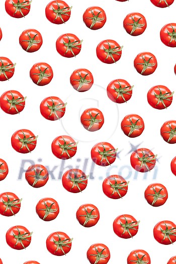 Vertical creative pattern from freshly picked natural organic tomatoes against a white background. Vegetarian concept. Vertical creative pattern from freshly picked natural organic tomatoes against a white background. Vegetarian concept.