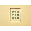 Decorative festive card with frame of evergreen fresh natural leaves of Eucalyptus plant on a sand yellow background, copy space. Greeting card.