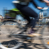 Zurich cityscape with motion blurred city traffic