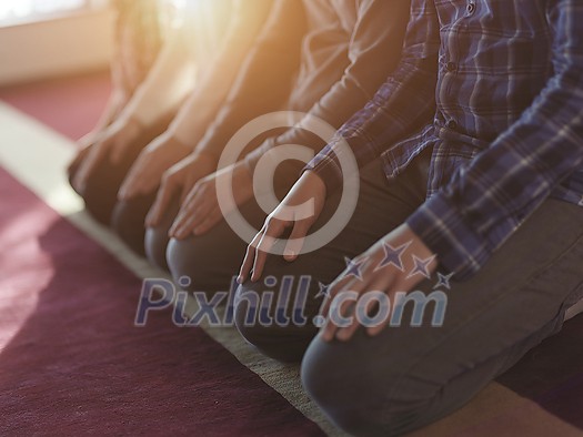 group of muslim people praying namaz in mosque group of muslim people praying namaz in mosque