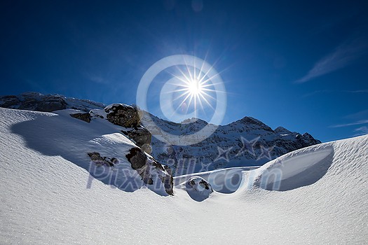 Awesome winter landscape with spruces covered in snow. Frosty day, exotic wintry scene. Switzerland, Europe. Winter nature wallpaper Awesome winter landscape with spruces covered in snow. Frosty day, exotic wintry scene. Switzerland, Europe. Winter nature wallpaper