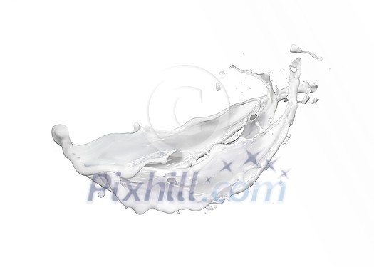 Abstract flying organic natural milk splash with droplets against white background, copy space. Healthy dairy products concept. Abstract flying organic natural milk splash with droplets against white background, copy space. Healthy dairy products concept.