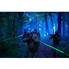 soldiers squad in action on night mission using laser sight beam lights  military team concept