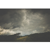 Lovely forest covered hills with stormy clouds over them (color toned image)