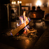 Open fireplace in a cosy restaurant