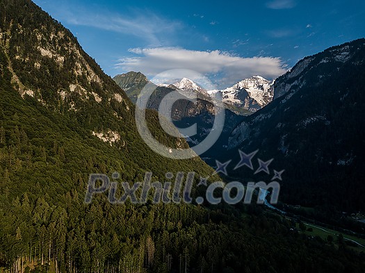 Panorama of Lauterbrunnen valley in the Bernese Alps, Switzerland.