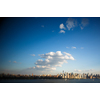 Tilt-shift lens distorted perspective view of New York City NYC Manhattan Downtown Skyline, viewed from Jersey City, New Jersey, USA.