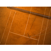 Tennis courts being watered. Aerial view with plenty of copyspace