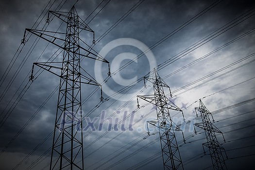 High-voltage power lines. electricity distribution station . high voltage electric transmission tower in landscape High-voltage power lines. electricity distribution station . high voltage electric transmission tower in landscape