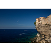Aerial view the Old Town of Bonifacio, the limestone cliff, South Coast of Corsica Island, France
