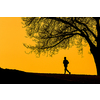 Silhouette of a  young man running outdoors on a lovely sunny evening