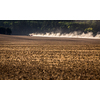 Tractor plowing a dry farm field