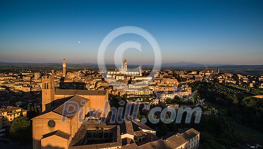 In the very heart of Tuscany - Aerial view of the medieval town of Siena, Italy In the very heart of Tuscany - Aerial view of the medieval town of Siena, Italy