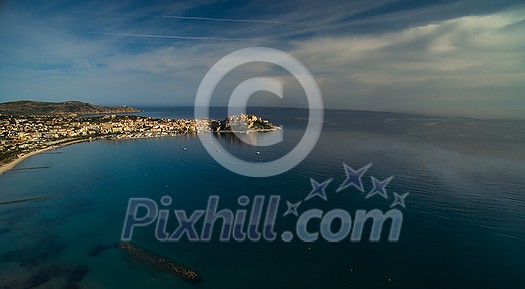 Aerial view of Calvi, Corsica, France