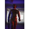 modern warfare soldier in urban environment  portrait color lighti ng background
