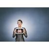 Woman holding tablet pc with lungs xray concept