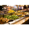 Olives on sale/display in a food market/grocery store