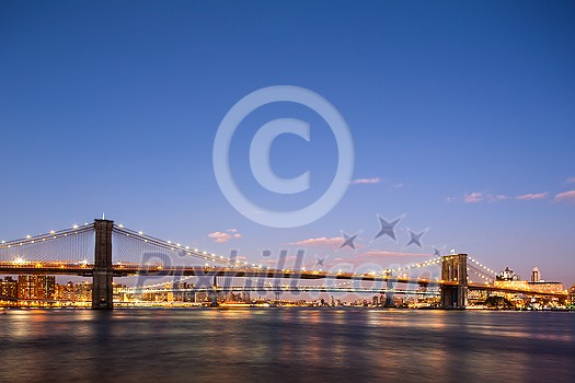 New York City NYC Manhattan Downtown with Brooklyn Bridge