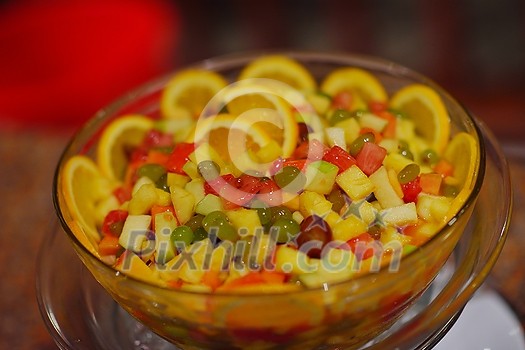 catering buffet food indoor in luxury restaurant with meat colorful fruits and vegetables catering buffet food indoor in luxury restaurant with meat colorful fruits and vegetables