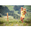 Pretty, female hiker in Swiss Alps