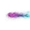 Decorative abstract horizontal line of powder or dust colorful explosion on a white background with copy space.