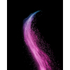 Decorative purple powder or dust fast wave as a colorful splash on a black background with copy space.
