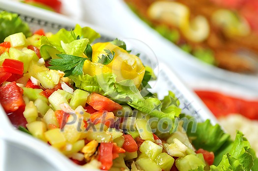 health fresh food in restaurant at dinner on catering event