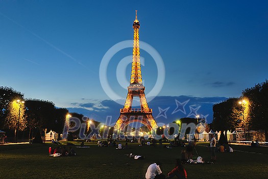 eiffet tower in paris at night tourist and travel icon and attraction eiffet tower in paris at night tourist and travel icon and attraction