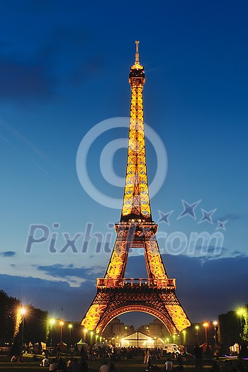 eiffet tower in paris at night tourist and travel icon and attraction