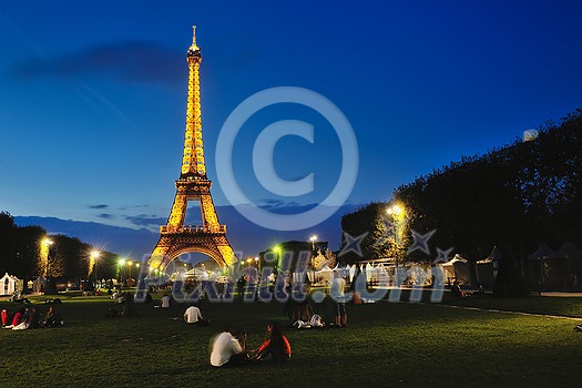 eiffet tower in paris at night tourist and travel icon and attraction