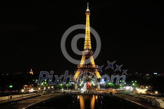 eiffet tower in paris at night tourist and travel icon and attraction