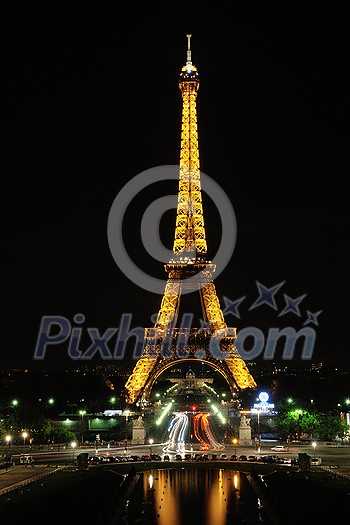 eiffet tower in paris at night tourist and travel icon and attraction