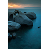 Scenic Sardinia island landscape. Italy sea ??coast with azure clear water. Nature background - long exposure image