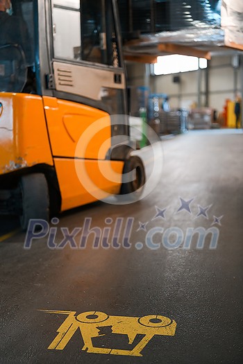 Forklift loader in storage warehouse shipyard. Distribution products. Delivery. Logistics. Transportation. Business background. High quality photo Forklift loader in storage warehouse shipyard. Distribution products. Delivery. Logistics. Transportation. Business background. High quality photo