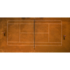 Tennis players on the court. Wide angle view from above with plenty of copyspace