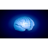 Science image with human brain on blue background