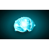 Science image with human brain on green background