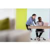 an african american and a young girl plan meetings together and use a laptop for an online meeting
