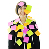 one frustrated young business woman with many of post it representing concept memory and frustration on work