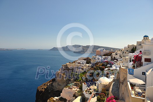 summer vacation on beautiful vulcanic island santorini at greece summer vacation on beautiful vulcanic island santorini at greece