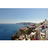 summer vacation on beautiful vulcanic island santorini at greece