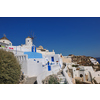 summer vacation on beautiful vulcanic island santorini at greece