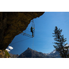 Young people on a via ferrata route in Swiss Alps