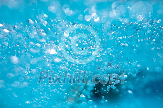 Beautiful water waves - Splashed water wave in clean blue water, clean filtered water ready for drinking Beautiful water waves - Splashed water wave in clean blue water, clean filtered water ready for drinking