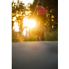 Happy couple riding bicycles outside, healthy lifestyle fun concept, taking a break admiring the view