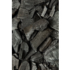 Close up of rough black coal background. Dark grungy material used in winter for fire. Natural abstract backdrop.