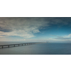 Panoramic aerial view of Oresund bridge over the Baltic sea, connecting Sweden to Denmark