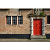 Door and window of an old house, Bruges (Brugge), Belgium