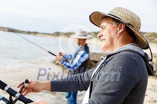 Picture of fishermen fishing with rods Picture of fishermen fishing with rods